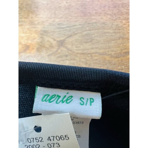 Aerie Black Perky Triangle Bikini Top Halter Tie Back Size Small Padded Classic - Picture 6 of 8